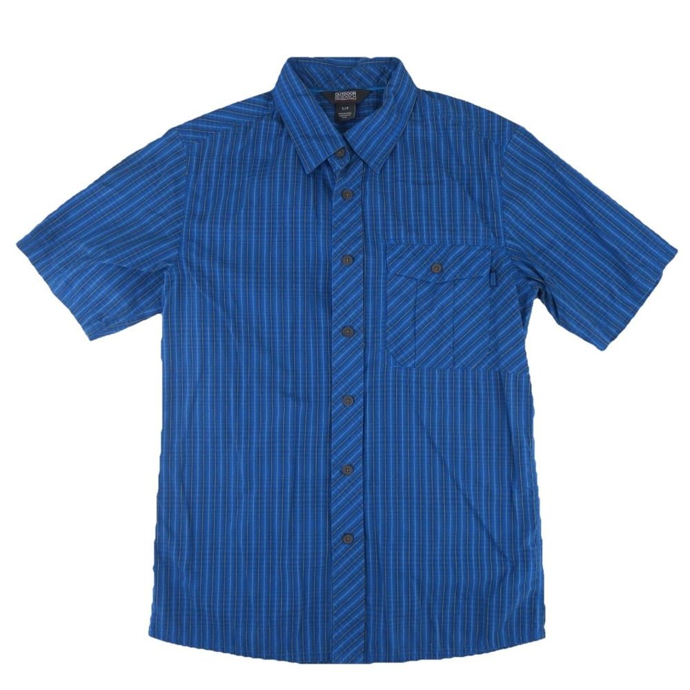 Outdoor Research Short Sleeve Button‎ Up Shirt Mens Small Blue Plaid